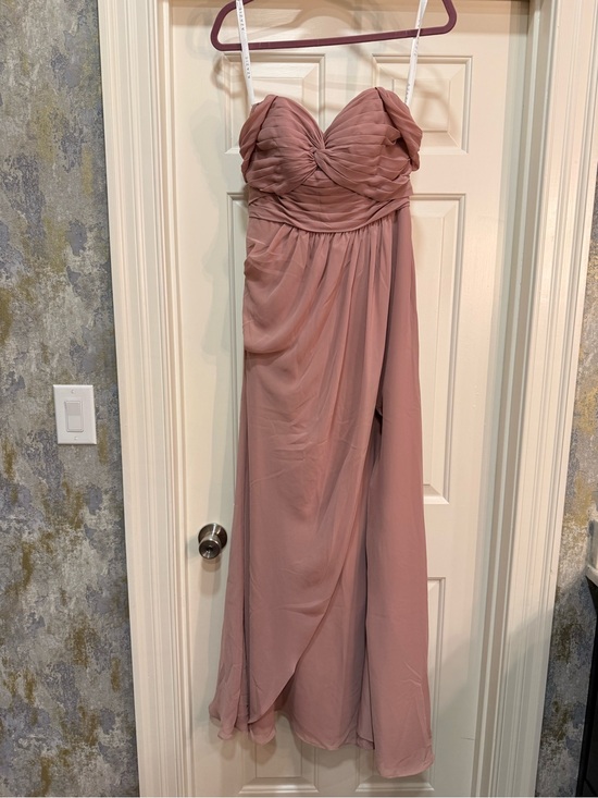 Azazie Dresses & Skirts - Azazie Rose Blush Strapless Ruched Chiffon Gown
